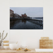 Prager Holzmauer am Fluss Moldau Poster (Küche)