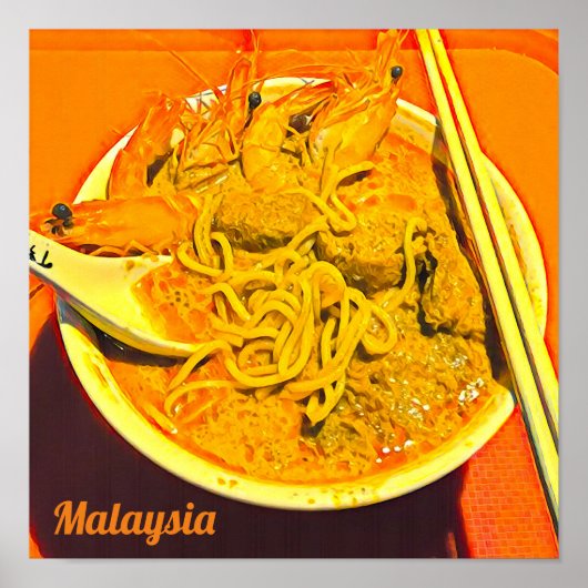 Prager Laksa Feinschmecker Malaysia Asiatische Rei Poster (Vorne)