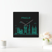 Prager Skyline Quadratische Wanduhr (Zuhause)