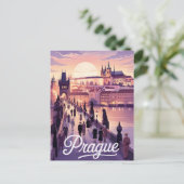 Prager Sonnenuntergang mit Karlsbrücke und Schloss Postkarte (Stehend Vorderseite)