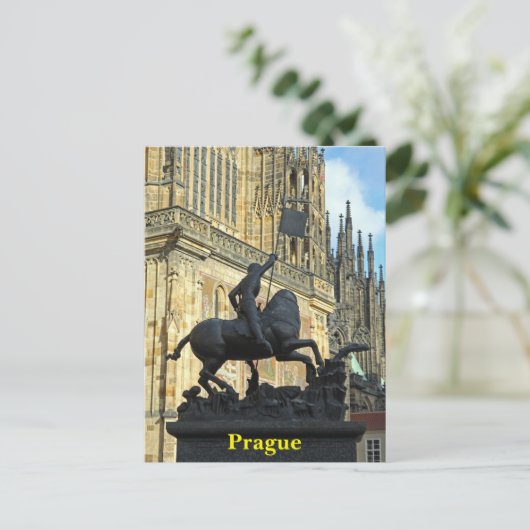 Prager Statue Postkarte (Stehend Vorderseite)