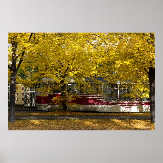 Prager Straßenbahn im Herbst Splendor Poster (Vorne)