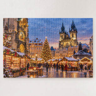 Prager Weihnachtsmarkt-Winterszene Puzzle