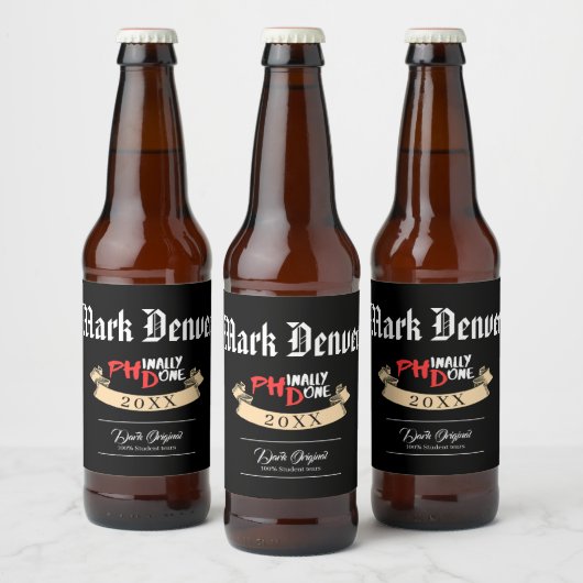Prägnant gemacht - Design für Black PHD-Abschluss Bierflaschenetikett (Flaschen)