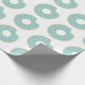 Prägnante grüne Donut-Musterschrift Geschenkpapier (Ecke)