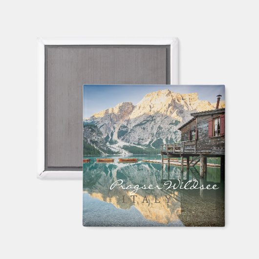 Pragser Wildsee in den Dolomiten in Italien Magnet (Vorderseite/Rückseite)