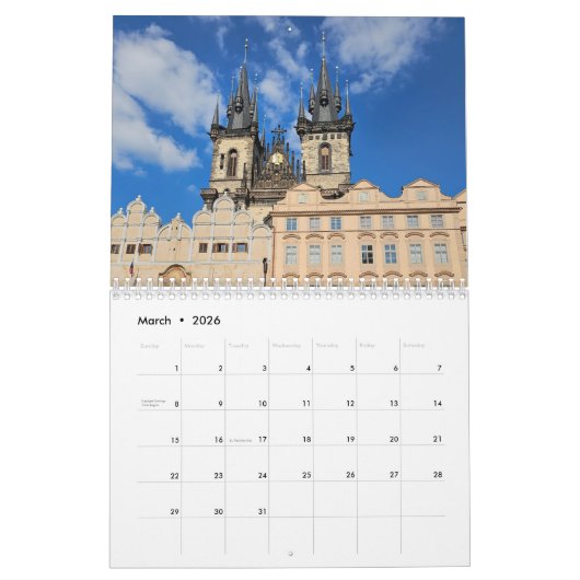 Prague 2026 calendar kalender (Mär 2026)