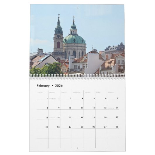 Prague 2026 calendar kalender (Feb 2026)
