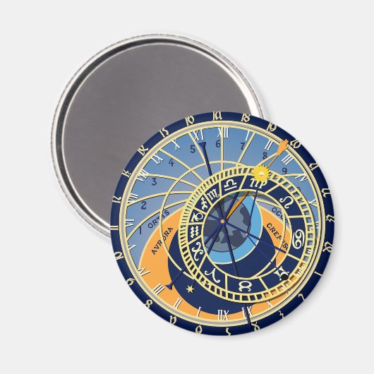 Prague Astrologic Clock Magnet (Vorderseite/Rückseite)