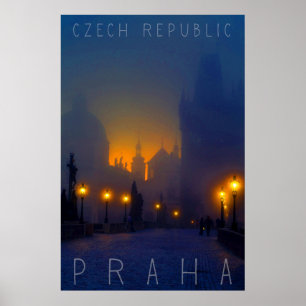 Prague by Night, Praha, Czech Republic, Poster