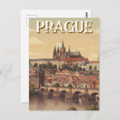 Prague Castle and charles Bridge Travel Postkarte (Vorne/Hinten)