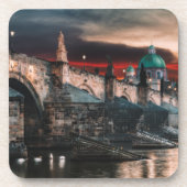 Prague Charles Bridge Night Hard Plastic Coaster Getränkeuntersetzer (Vorderseite)