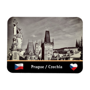 Prague & Charles Bridge, Schloss Hradcany /Vintag Magnet
