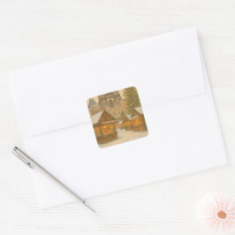 Prague Christmas Holiday Art – Winter  Quadratischer Aufkleber