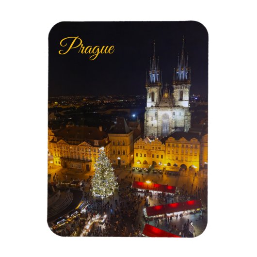 Prague Christmas Night Scene Magnet (Vertikal)