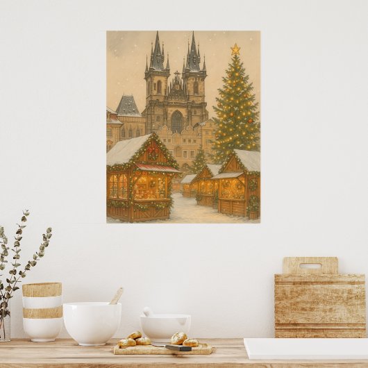 Prague Christmas Postcard Holiday Art Poster (Küche)