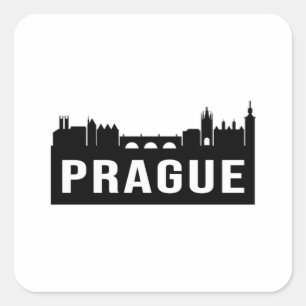 Prague City Cityscape Skyline Reisen Funny Gift Quadratischer Aufkleber