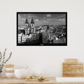 Prague Cityscape (B&W) Poster (Küche)
