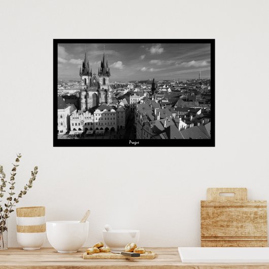Prague Cityscape (B&W) Poster (Küche)