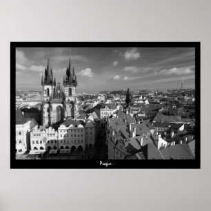 Prague Cityscape (B&W) Poster