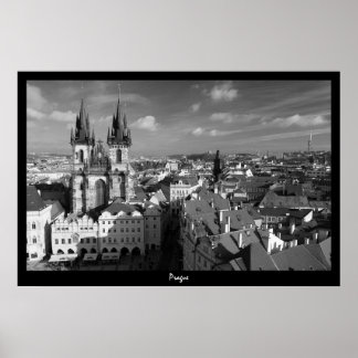 Prague Cityscape (B&W) Poster