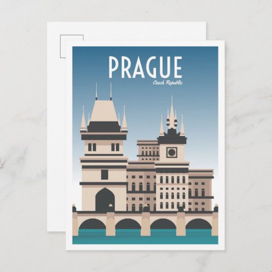 Prague Czech Art Vintage Reisevorführung Postkarte (Vorne/Hinten)