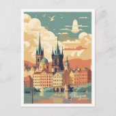 Prague Czech Art Vintage Reisevorführung Postkarte (Vorderseite)