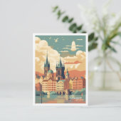 Prague Czech Art Vintage Reisevorführung Postkarte (Stehend Vorderseite)