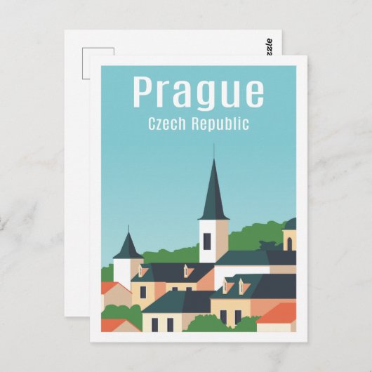 Prague Czech Famous Travel Place Illustration Postkarte (Vorne/Hinten)