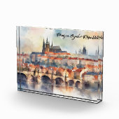 Prague Czech Republic Watercolor Panorama View Fotoblock (Rechts)