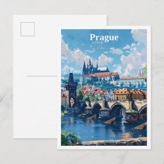 Prague Czechia Art Vintage Postkarte (Vorne/Hinten)