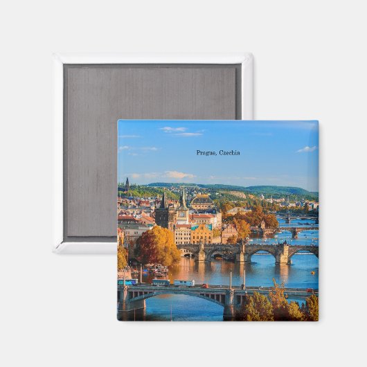 Prague Czechia Bridges Magnet (Vorderseite/Rückseite)