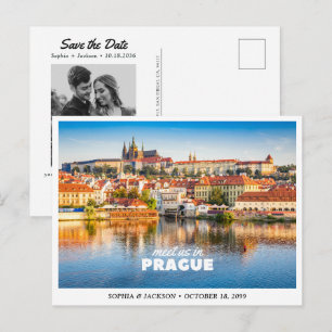 Prague Hochzeit Termin Reise Retro Postkarte