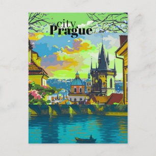 Prague-Kunstpostkarten   Vintage-Reisedekor,  Postkarte