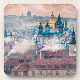 Prague Old Town Morning Hard Plastic Coaster Getränkeuntersetzer