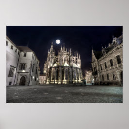 Prague St. Vitus Cathedral East Night Poster