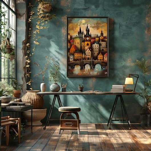 Prague: The City of a Hundred Spires - Whimsical Poster
