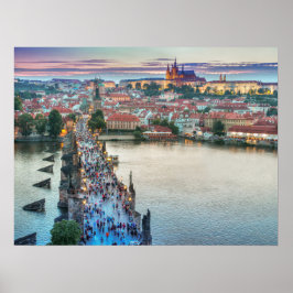 Prague Tschechische Republik Charles Bridge Travel Poster