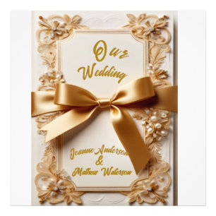 "Prägung Blumen Hochzeitseinladung Satin-Schleife  Fotodruck