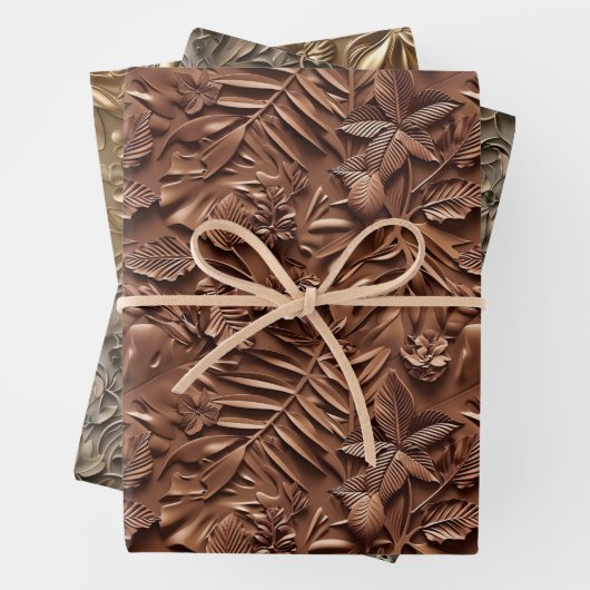 Prägungen in Brauntönen Geschenkpapier Set (Beispiel)