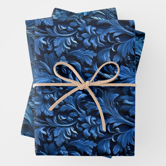 Prägungen in königlichem Blau Geschenkpapier Set (Beispiel)