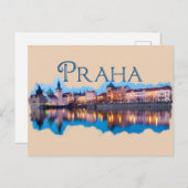 Praha: Abend Skyline Postkarte (Vorne/Hinten)