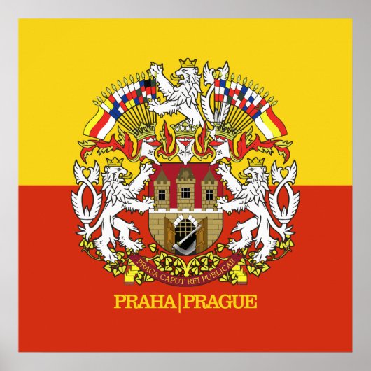 Praha (Prag) Flag & COA Poster (Vorne)