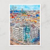 Praha Tschechisches Vintage Wasserfarbe Postkarte (Vorderseite)