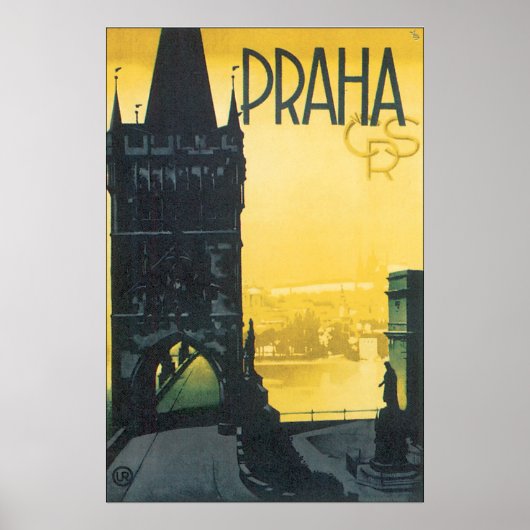 Praha Vintage Travel Poster (Vorne)