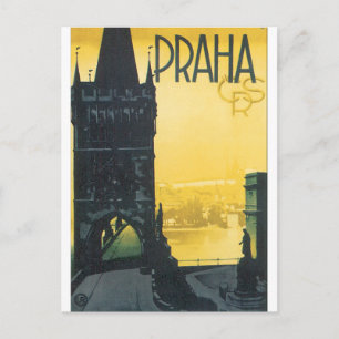 Praha Vintage Travel Poster Postkarte