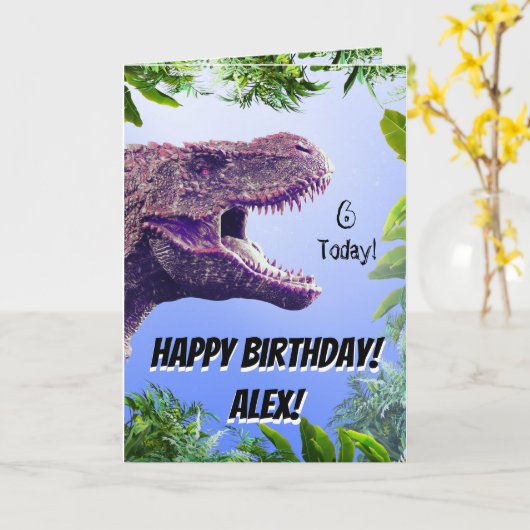 Prähistorisch Jegliche Lila T-rex Dinosaurier Gebu Karte (Gelbe Blume)