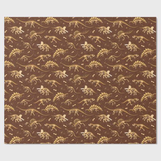 Prähistorische Dinosaurier Fossilien Geschenkpapier (Flach)