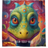 Prähistorische Dinosaurier Magische farbenfrohe Ti Duschvorhang (Vorderseite)