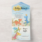 Prähistorische Dinosaurier spielen Kinderdusche All In One Einladung (Innen Boden)